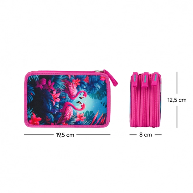 BAAGL School etui driedelig Flamingo's