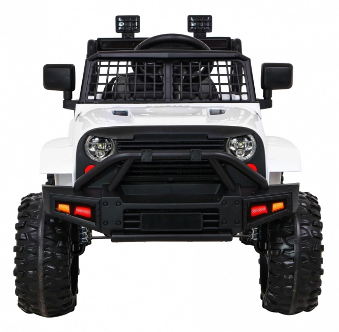 Accu-aangedreven Jeep Dark Night voor kinderen + langzame start + EVA + LED audio – Wit