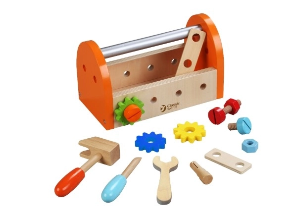 Set voor kleine timmerman met houten gereedschap