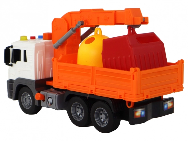 Vuilniswagen met kraan Wrijving Aandrijving Oranje 1:16