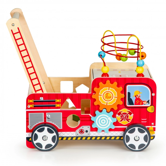 Houten educatieve loopwagen met blokken - Brandweerauto ECOTOYS