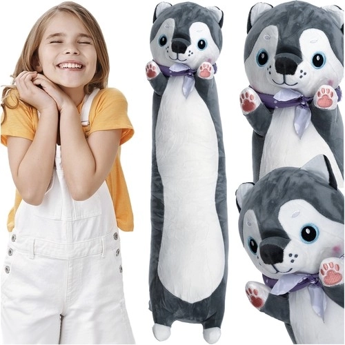 Pluche huskyhond 70 cm KRUZZEL – lange knuffelspeelgoed en kussen