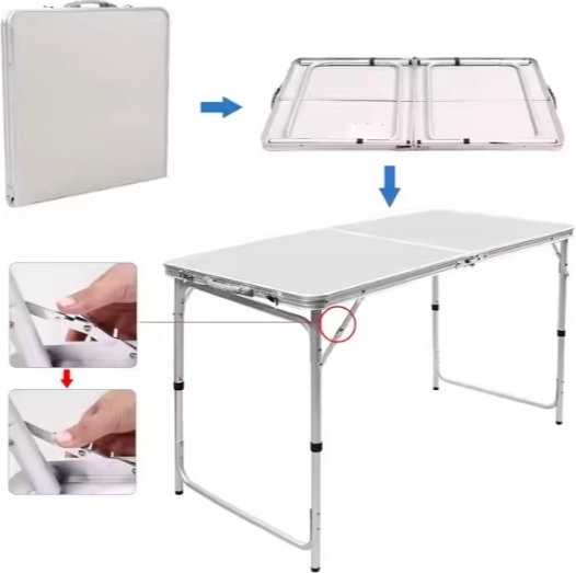 Opvouwbare kampeerset met tafel en 4 grijze stoelen