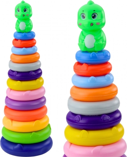 Kleurige toren met dinosaurussen en 13 ringen