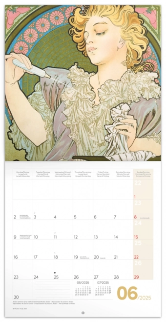 Notitiekalender Alfons Mucha 2025, 30 × 30 cm