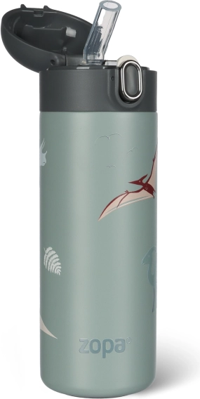 Thermosfles voor vloeistoffen met rietje 400 ml, Dino