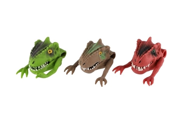 Dinopop handpoppetje 6x8cm siliconen 3 kleuren