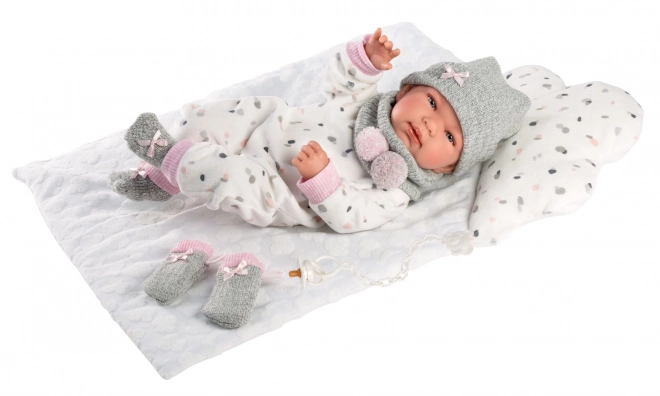 Realistische pop baby met geluiden en zacht lichaam 44 cm