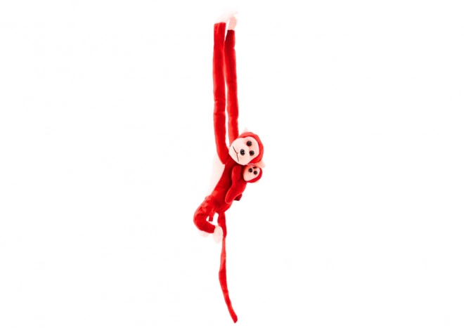 Pluchen aapje met jong rood 90 cm