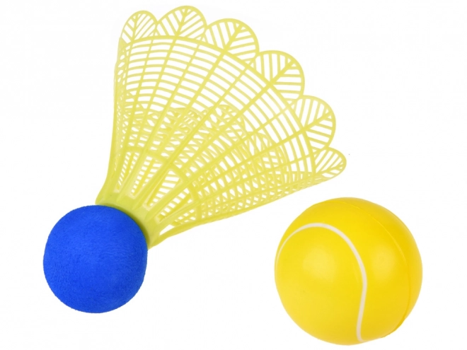Badminton- en tennisset met foam ballen en shuttles