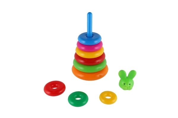 Stapelspel piramide met plastic ringen 28cm ass. 2 soorten in net 12m+