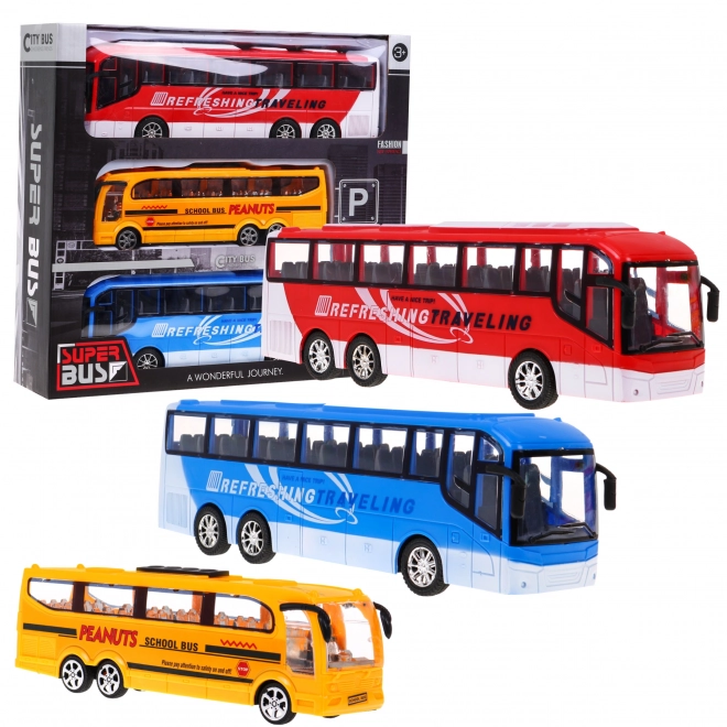 3 modellen bussen voor kinderen 3+ Schoolbus + Excursiebussen + Levendige kleurstelling