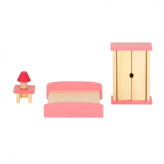 Houten meubels voor poppenhuis paars