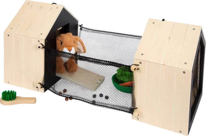 Realistisch houten konijnenhok met ren