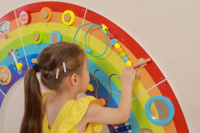Houten Montessori wandpaneel - regenboog