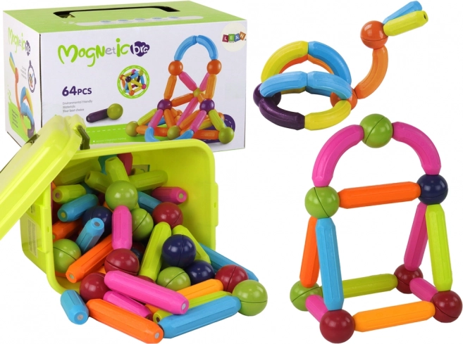 Grote set magnetische blokken in opbergbox 64 stuks