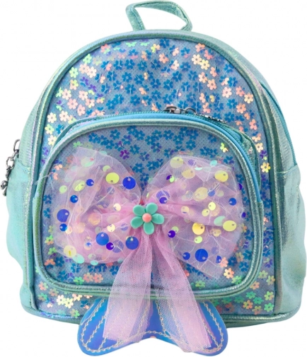 Kinder rugzak met glinsterende strik blauw 20cm 3,8L