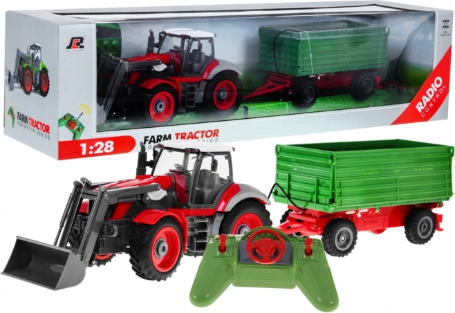 RC tractor met laadbak en aanhanger 1:28 voor kinderen 3+