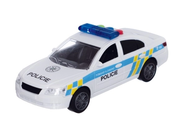Auto politie plastic 15cm op batterijen met geluid en licht op traagheidsmotor in doos 20x11x9cm