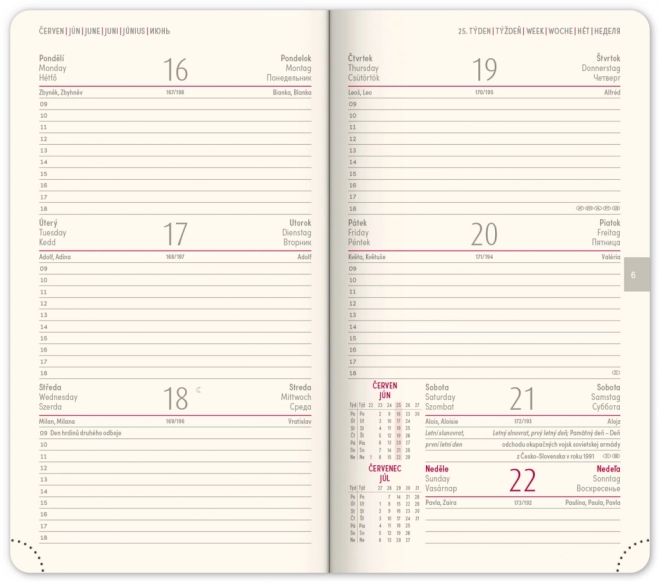 Zakagenda Diamante 2025, rood, 9 × 15,5 cm