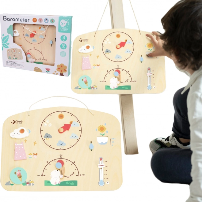 Classic World educatieve houten weerkaart – barometer voor kinderen
