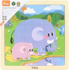 Houten puzzel met olifanten – 9 stukjes