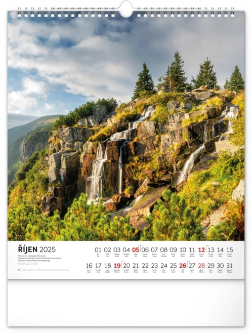 NOTIQUE Muurkalender Wandelen door het Tsjechische landschap 2025, 30 x 34 cm