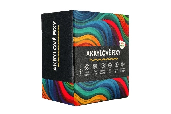 Fixy acryl metallic 12st ook voor keramiek, glas, stenen, punt 4mm in blisterverpakking 18,5x12cm
