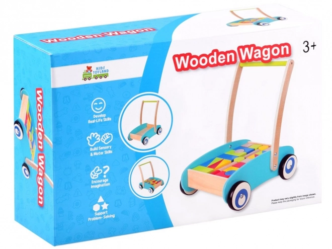 Houten loopwagen met blokken voor kinderen