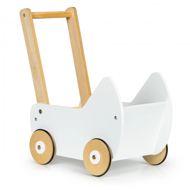 ECOTOYS Houten wagen voor poppen wit