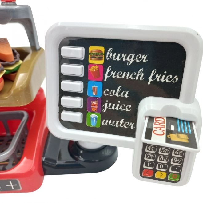 Speelgoed fastfood XXL WOOPIE met kassa en drankdispenser