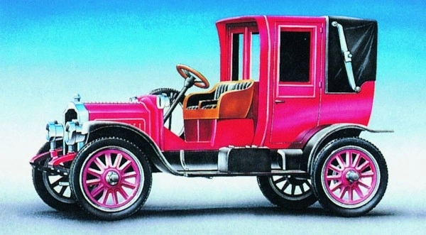 Model Packard Landaulet 1912 12,7x5,8cm in doos 25x14,5x4,5cm