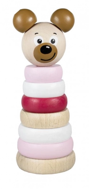 Roze houten piramide met berenhoofd