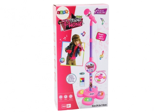 Kinder microfoon met verstelbaar roze statief