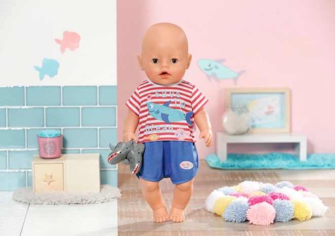 BABY born Pyjamapakket en pantoffels, blauw, 43 cm