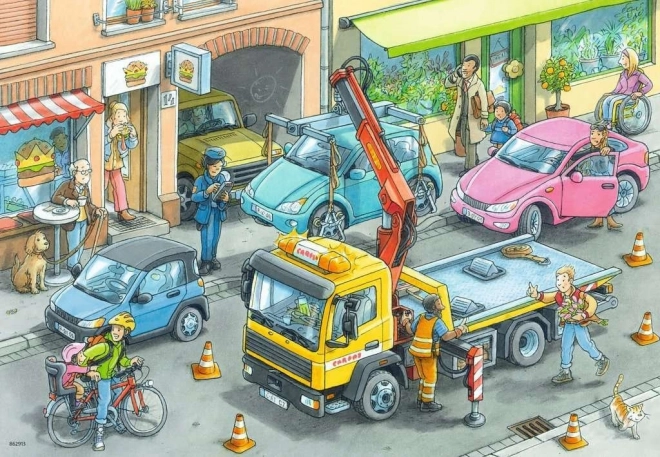 Ravensburger puzzel Vuilniswagens en Takelwagen 2x24 stukjes