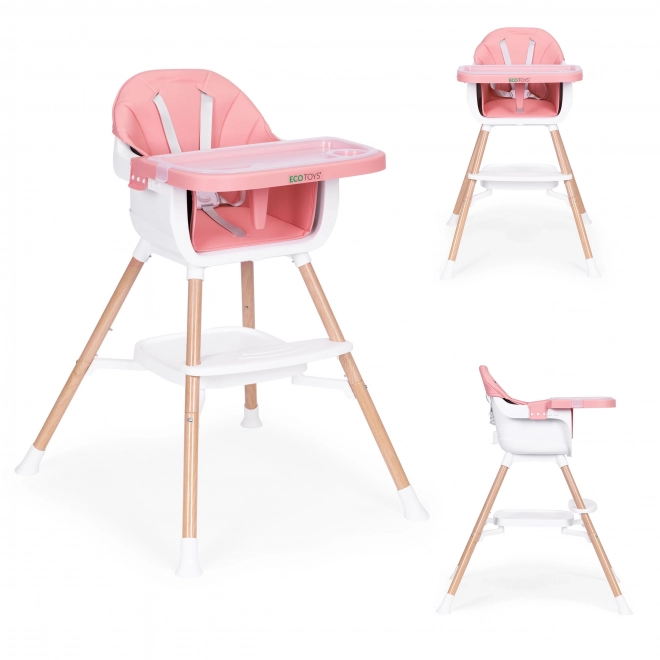 Kinder eetstoel 2in1 roze ECOTOYS