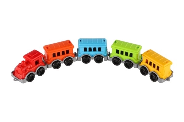 Locomotief/Trein + 4 wagons kunststof in net 5x24x10cm