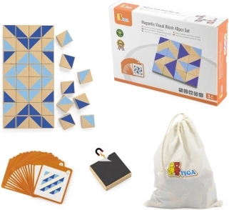 Houten magnetische tangrams VIGA – set van 40 stuks