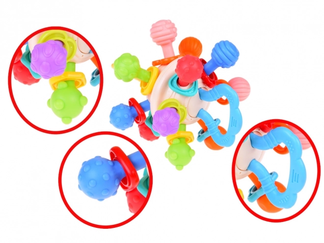 Bijtring voor baby's ronde bal met diverse uitsteeksels