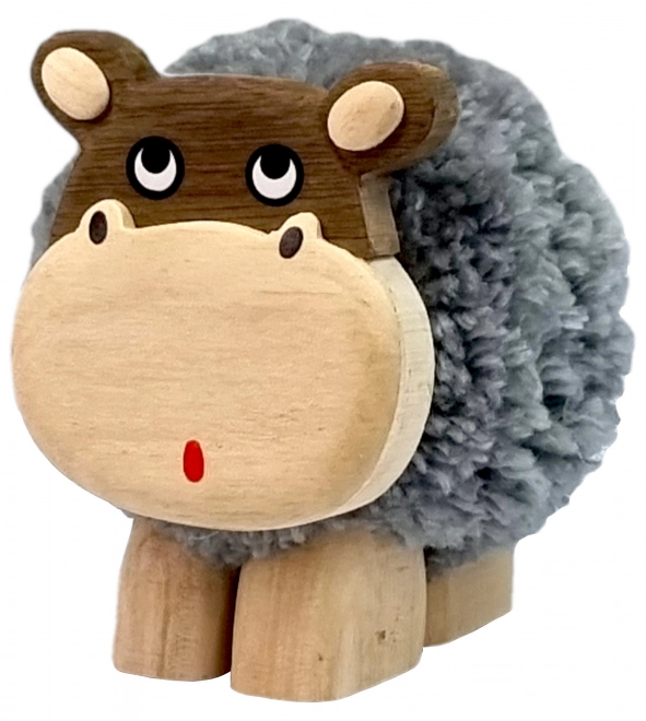 Houten Beeldje XL Nijlpaard met Kwastje