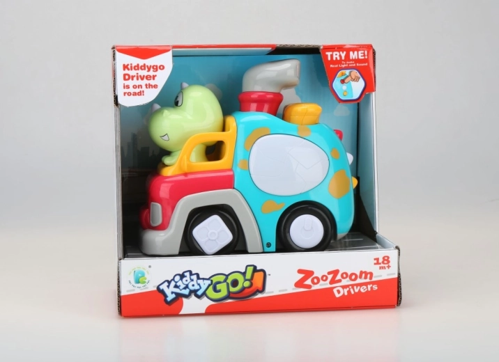 Kiddy Go! autootje met dinosaurus met licht en geluid