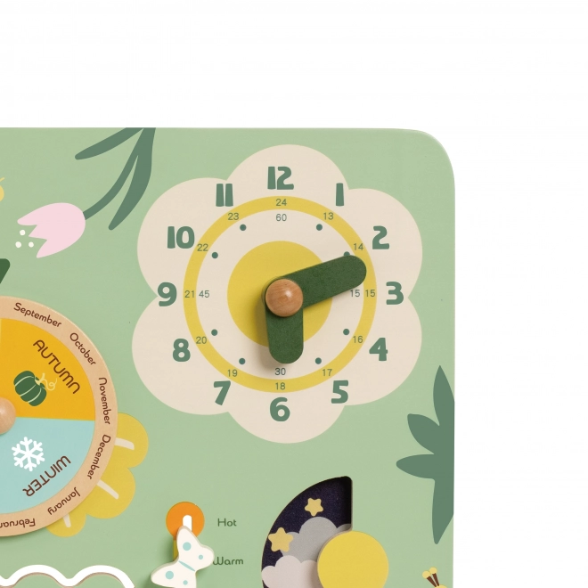 Houten educatieve kalender in het Engels