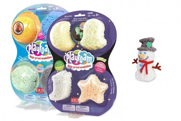 Balletjesmodelleerklei PlayFoam - Set 1+1 met 4 gekleurde en 4 lichtgevende kleien