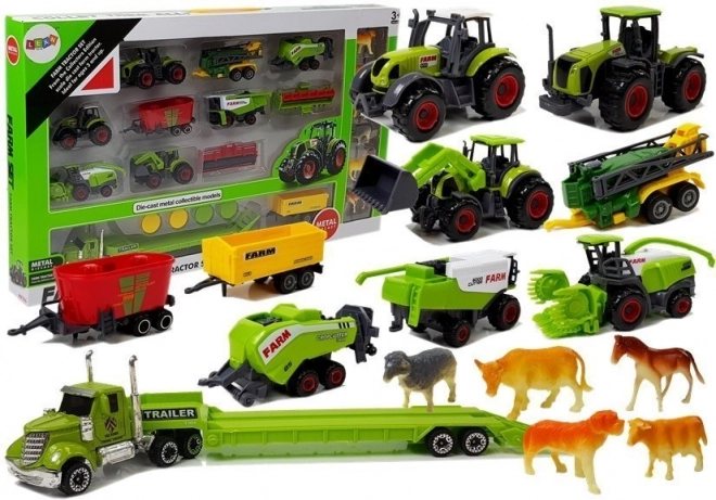 Landbouwset met tractoren, aanhangwagens en dieren