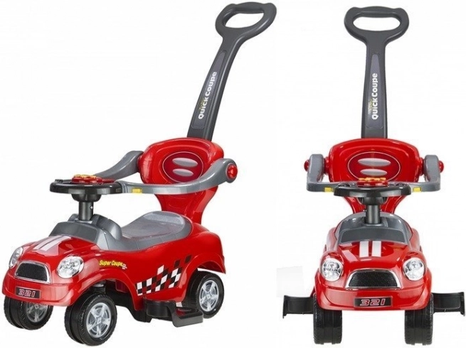 Loopauto met duwstang Coupe rood