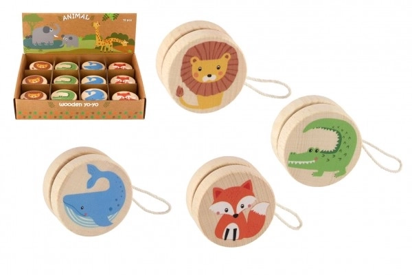 Houten jojo met dieren 5,5 cm