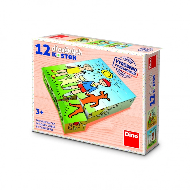 Houten blokken Hondje en Katje - 12 blokken