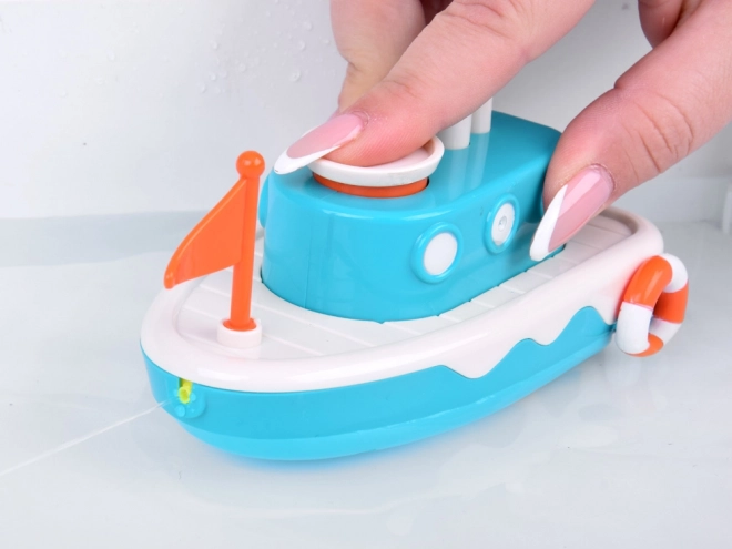 Zwevende kinderbadboot met fontein