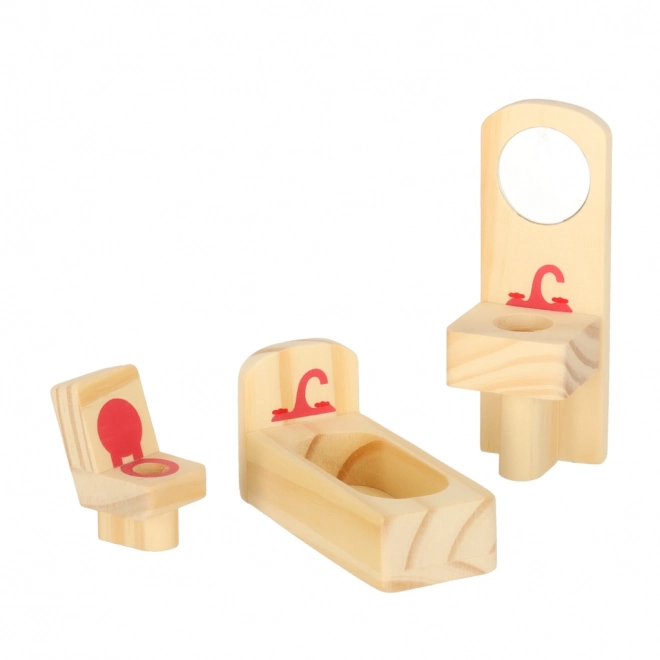 Houten meubels voor poppenhuis paars